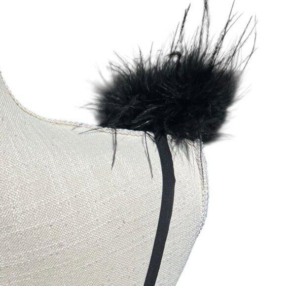 🌻NEW w/tag Lulus Exquisite Invite Black Satin Feather Backless Midi Dress SMALL - Picture 10 of 13